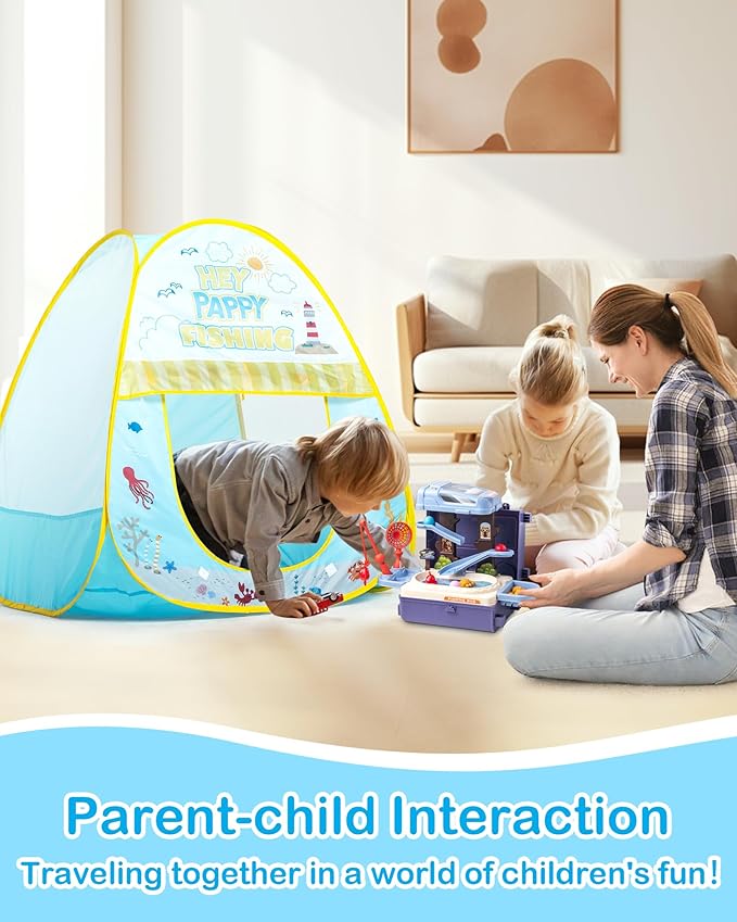 Kids Play Tent, Pop Up Play Tent Fishing Shop Theme with Complete Toy Set, Play Toys Play Set for Kids Indoor Outdoor Pretend Play