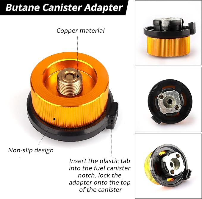 Camping Stove Burners Gas Refill Adapters EN417 Lindal Valve Canister Shifter Backpacking Stove Refill Adapter Valve Kit for Propane/Isobutane/Butane Gas Tank 3 PCS
