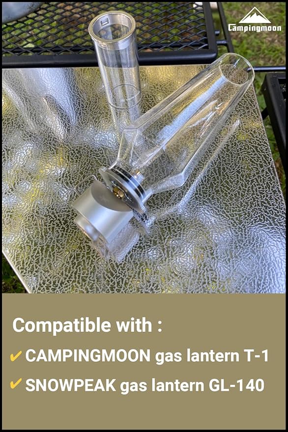 CAMPINGMOON 1 1/4 Inch Camping Gas Latern Globe Hoya Lamp Replacement Globe Clear Glass 5 1/8 Inch Height T-1-BT
