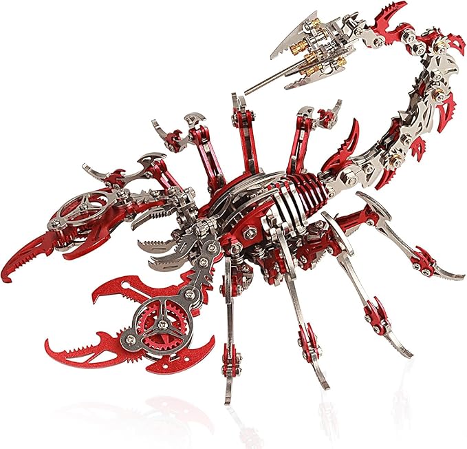 Scorpion 3D Metal Model Kits to Build DIY Colorful 3D Puzzle Ornaments for Adults,Teens Birthday Christmas (red Metal)