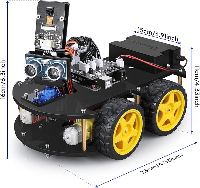 ELEGOO UNO R3 Smart Robot Car Kit V4 for Arduino Robotics for Kids Ages 8-12 12-16 STEM Science Kits Coding Gifts for 8 9 10 11 12 13 14 15 16 Year Old Boys Girls Teens Cool Engineering Building Toys