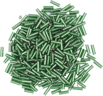 EuTengHao 9600pcs Tube Beads Kit Glass Bugle Seed Beads Small Craft Beads for DIY Bracelet Necklaces Crafting Jewelry Making Supplies with Two Crystal String (7mm, 400 Per Color, 24 Colors)