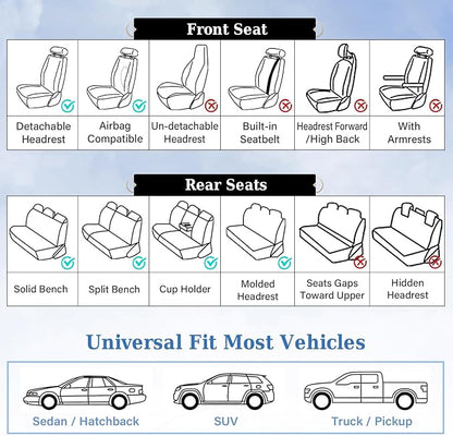 Coverado Car Seat Covers, Front Seat Cover, Waterproof Nappa Leather Seat Covers for Cars, 2 Pack Car Seat Protectors, Driver Seat Cover, Automotive Seat Covers Universal Fit for Most Cars, Black&Red