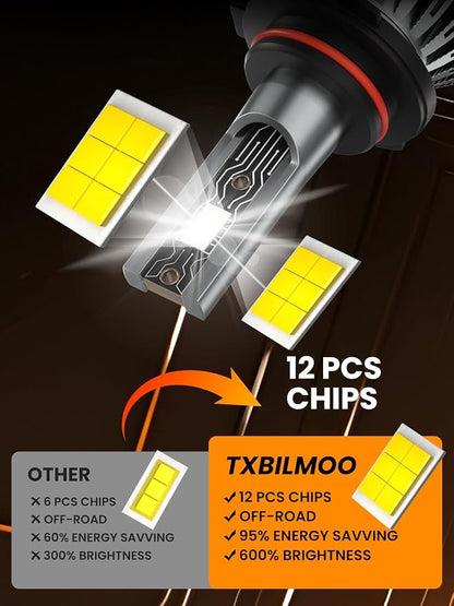 Compatible for 1999-2006 Chevrolet Silverado 1500 2500 3500 / Tahoe/GMC Sierra 1500 2500 3500 Light Bulbs, High/Low Beam 6500K White Light Combo Kit, Plug-N-Play, Powersports Bulbs, 4-Pack