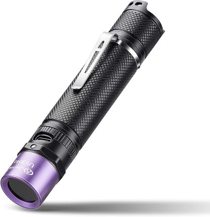 LIGHTFE Blacklight uv Flashlight 365nm UV304 UV Flashlight Rechargeable can be Used for UV Glue Curing and pet Urine Stains, Stains, Minerals, Fluorescent Agents, Detection, etc.