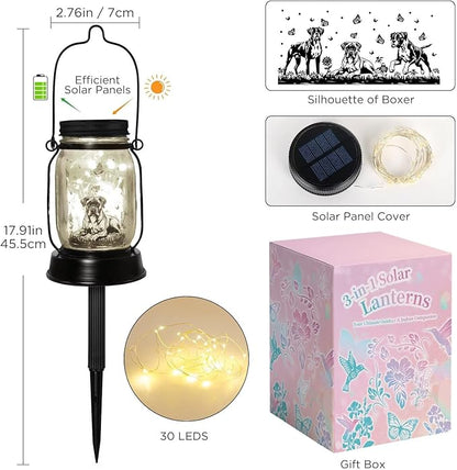 kyoryuger Boxer Dog Gifts for Women/Men Boxer Dog Lovers Solar Lantern Mom Birthday, Mothers Day, Solar Garden Decoration Outside for Yard, Patio,Backyard,Porch, Torches
