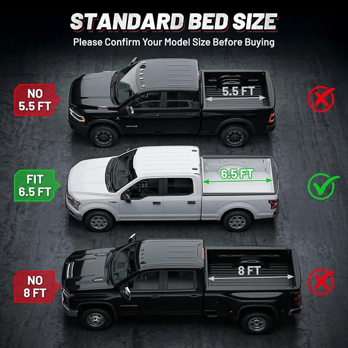 BDFHYK Hard Tri Fold Tonneau Cover Fits Toyota Tundra 2014-2021 6.5 FT Bed, Waterproof Hard Folding Truck Bed Cover with Anti-Theft Lock, Easy Install Bed Cover for Camping and Work Trucks