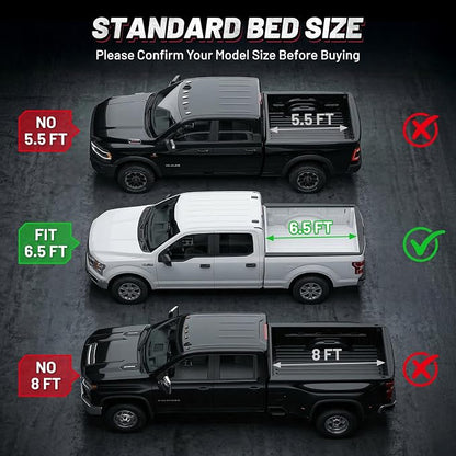 BDFHYK Hard Tri Fold Tonneau Cover Fits Toyota Tundra 2014-2021 6.5 FT Bed, Waterproof Hard Folding Truck Bed Cover with Anti-Theft Lock, Easy Install Bed Cover for Camping and Work Trucks
