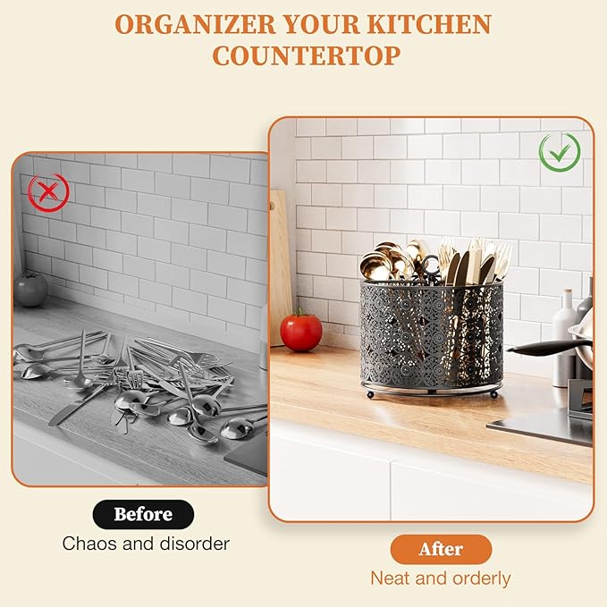 YIUKEA 360° Rotating Utensil Caddy Countertop