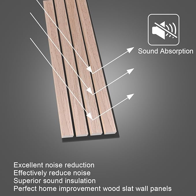 NeatiEase Wood Wall Panels, 9 Feet Acoustic Slat Wall Panels