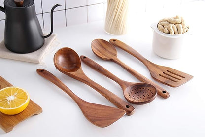 6Pcs Wooden Spoons for Cooking, Wood Kitchen Utensil Set