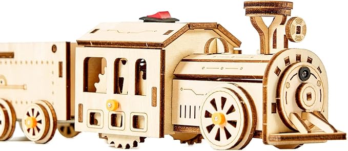 3D Wooden Puzzles Little Truck Train Model Kits Includes Engine & Track, Brainteaser and Puzzle for Christmas/Birthday,Gifts for Adults and Teens to Build Combination