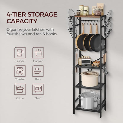 MAHANCRIS 4-Tier Pot Rack, Pots and Pans Organizer