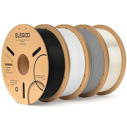 ELEGOO PLA Filament 1.75mm Bundle 4KG, 3D Printer Filament Bulk Dimensional