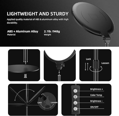 Anautin 10.5in LED Desk Ring Light, Video Conference Lighting