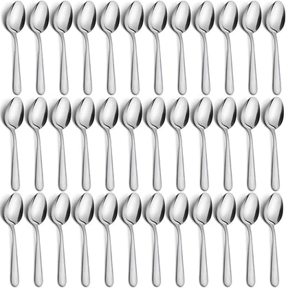 36-Piece Dinner Spoons Set, Funnydin 6.7" Stainless Steel Spoons Silverware, Durable Dessert Spoons, Table Spoon Use for Home, Kitchen and Restaurant - Mirror Polished, Dishwasher Safe