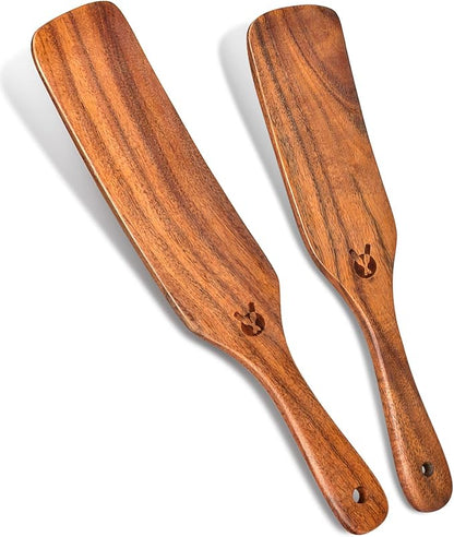 2Pcs Spurtles Kitchen Tools Wooden, Wooden Spurtle Spatula Set