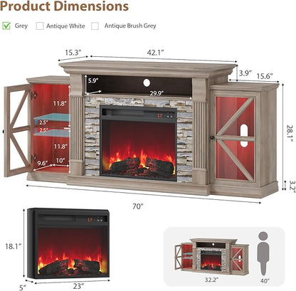 QUW Electric Fireplace TV Stand, Modern TV Console Table