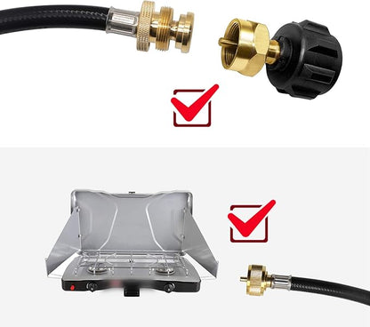 LONGADS Packs of 2 (12 FT) Propane Torch Extension Hose for Propane Tree Distribution Tree Post, T and Y Connector. 1inch × 20 Female Throwaway Cylinder Thread, 1inch × 20 Male Connector