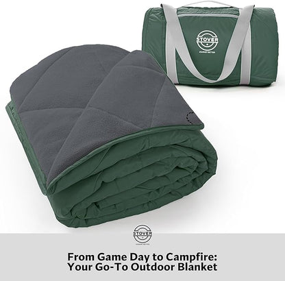 STOVER Waterproof Stadium Blanket – Portable Outdoor Camping Blanket for Travel, Picnics, or Sports – Warm, Windproof, Lightweight, and Packable (Alpine Green)