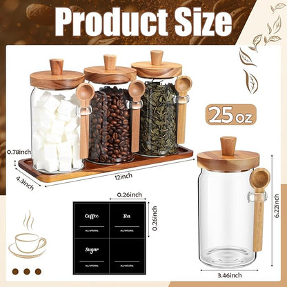 Suclain 3 Pcs Glass Coffee Container