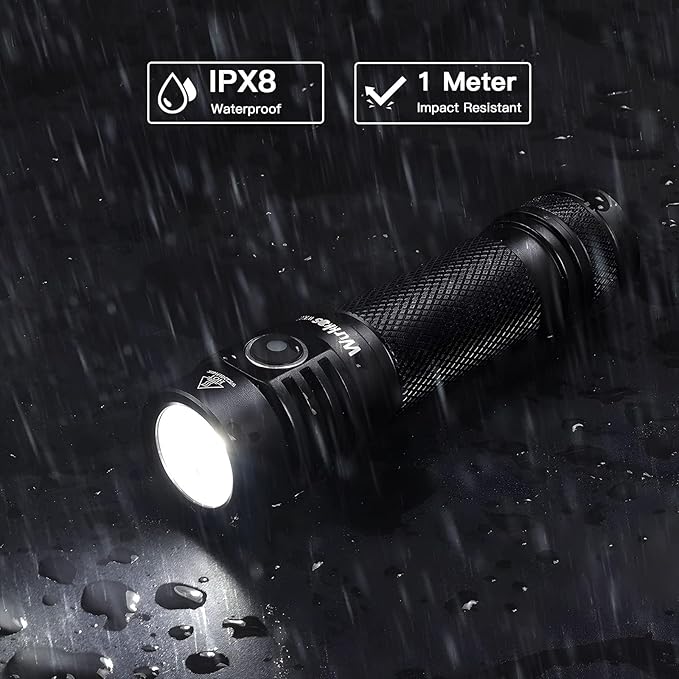Wurkkos Flashlight WK03-1800 High Lumen Flashlight,SST-40 LED 90CRI 217M 6000K IP68 Waterproof LED Flashlight,EDC Pocket Flashlights 5 Modes for Camping,Home,Emergencies