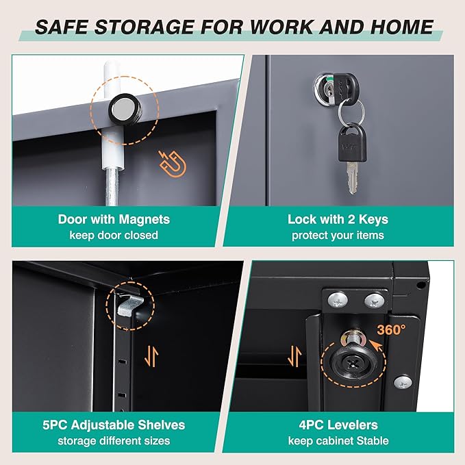 SISESOL Wide & Deep Metal Storage Cabinet