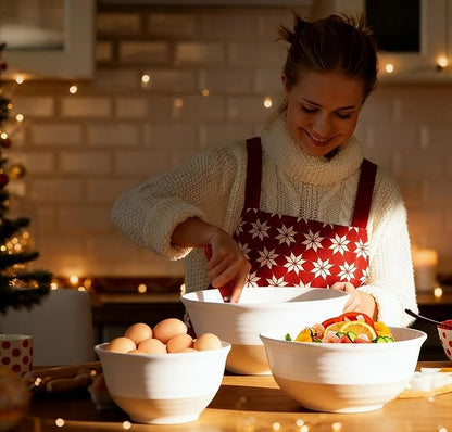 HASENSE Mixing Bowls, Large Ceramic Salad Bowls 2.1/1.5/1.0 Qt, Versatile
