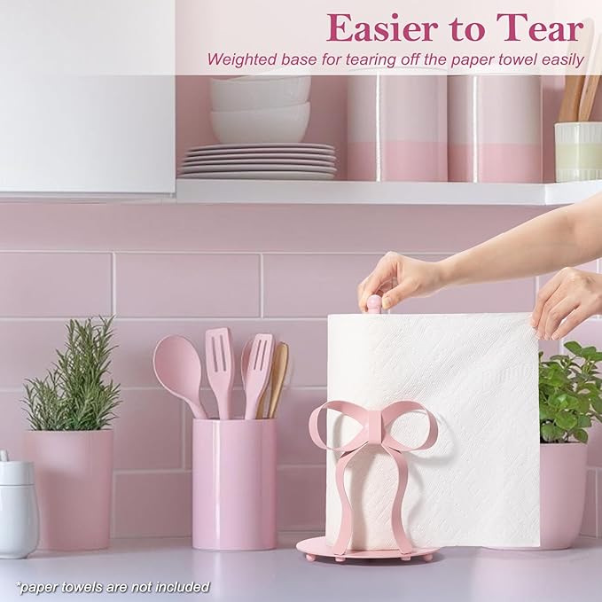 Pink Bow Paper Towel Holder Coutertop