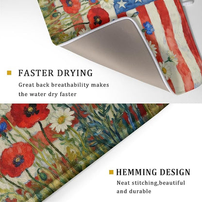 Patriotic American Flag Dish Drying Mat