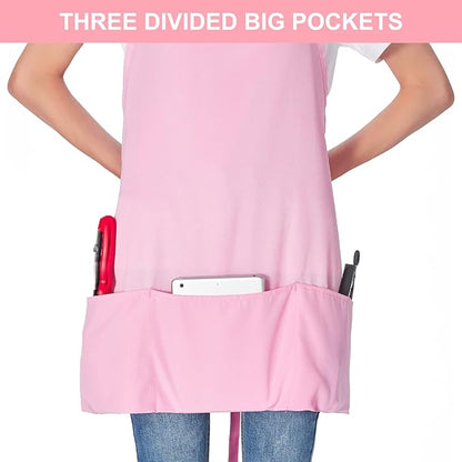 Jubatus 2 Pack 3 Pockets Adjustable Bib Apron Chef Kitchen Cooking Aprons