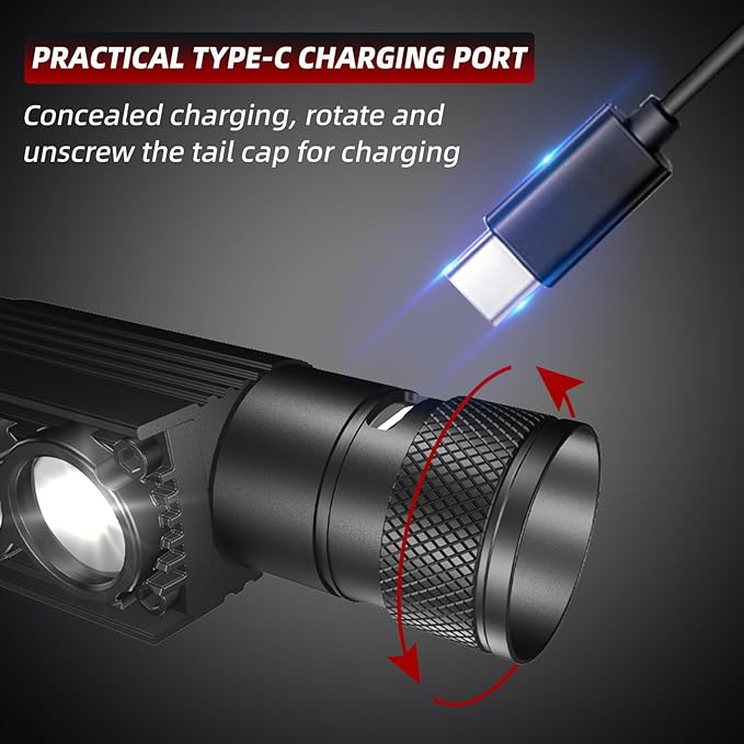 Headlamp Rechargeable, High Lumen Super Bright 180°Beam LED Head Lamp, Head Lights for Forehead, IPX6 Headlamps for Adults, 6 Modes, Fishing, Camping, Running, and Walking Dogs (H25A)