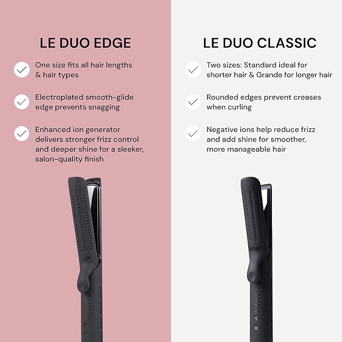 L'ANGE HAIR Le Duo Edge 360° Airflow Titanium Styler Blush | 2-in-1 Flat Iron