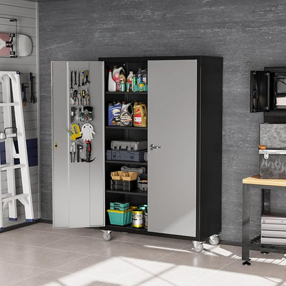 VINGLI Upgraded Wide & Deep Garage Storage Cabinet, Metal Storage Cabinet