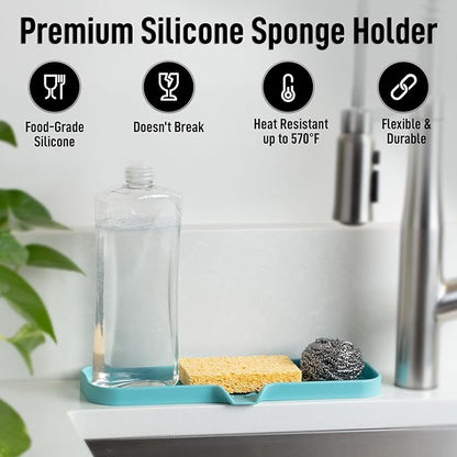 Zulay Kitchen Large Silicone Sponge Holder – Flexible Sink Organizer Tray