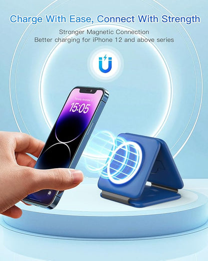 Iseyyox Charging Station for Apple Devices - 3 in 1 Magnetic Foldable Wireless