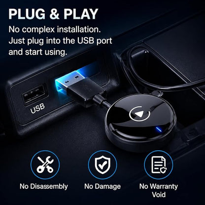 Compact USB Wireless Carplay/Android Auto Adapter for Porsche 718 Cayman 2016-2025,Voice Control Plug and Play