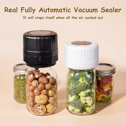 Gift Boxed - Fully Automatic Mason Jar Vacuum Sealer Kit, Auto Stop Mason Jar Vacuum Sealer, A Must-Have Jar Sealer for Canned Foods Pantry Canning Pickling, Gift for Mom or Dad, Gift for Grandparents