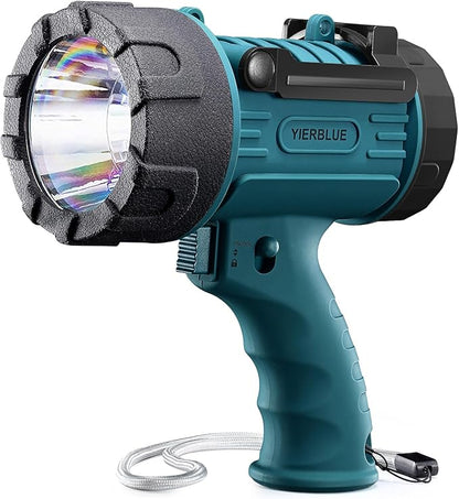 YIERBLUE Rechargeable Spotlight Flashlight IP67 Waterproof with 90,000 Lumen LED, 12 Hours Long Running Spot Light, Impact Resistant Handheld Spotlight with Foldable Stand Red Lens