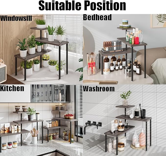 Countertop Organizer Organization 3 Tier Kitchen Corner Shelves Adjustable