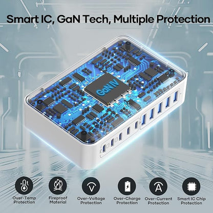 USB C Charger Hub 450W, 10 Ports Charging Station