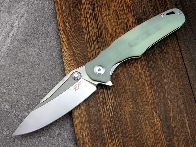 Eafengrow EF967 Pocket Folding Knife with Pocket Clip Fast Opening Ball Bearing Folder G10 Handle D2 Blade EDC Tactical Knife for Outdoor Camping Hiking(Jade)