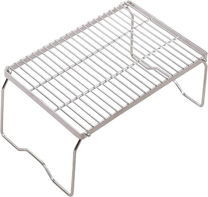 REDCAMP 13.6" Small Folding Campfire Grill, 304 Stainless Steel Firepit Grill Grate, Heavy Duty Portable Camping Grill with Carrying Bag for Outdoor Cooking Backpacking Hiking Picnics BBQ