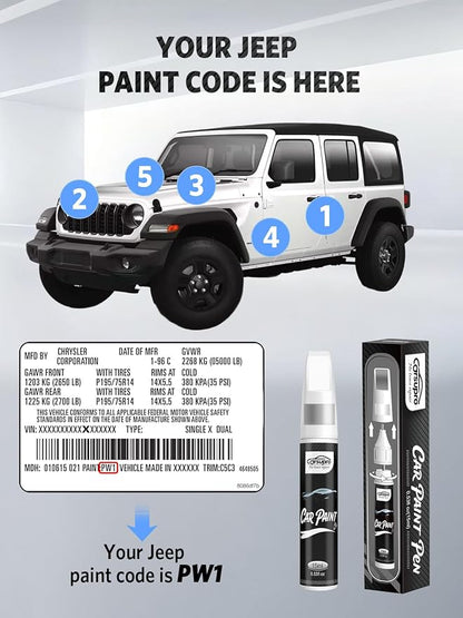 Sting Gray(PDN) for Jeep Touch Up Paint Pen, 2 in 1 Car Scratch Remover with Pen Tip and Brush, Precise Color Match for Car Paint Scratch Repair, Quickly and Easily Fix Chips and Nicks