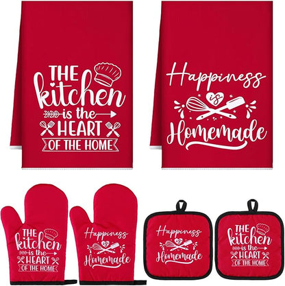 Sratte 6 Pcs Kitchen Decor Accessories Set Farmhouse Towels Pot Holders Oven