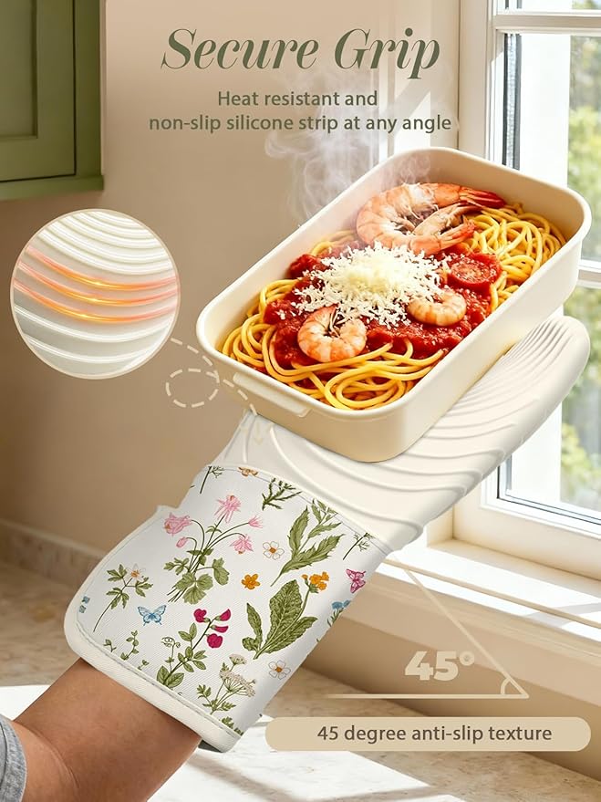 Slohif Long Silicone Oven Mitts Heat Resistant