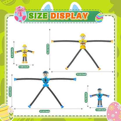 Easter Basket Stuffer Gift for Toddlers Kids Robot Sensory Travel Toys 4Pcs for Boy Year Old Ages 3 4 5 6 7 8 9, Airplane Travel Activities Suction Autistic Valentine Pop Tube Autism Fidget Toys
