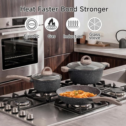 JEETEE Pots and Pans Set Non Stick 23pcs, Healthy Kitchen Cookware Sets