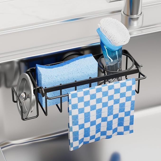 TAILI 4-in-1 Sink Caddy with Strong Suction Cup, Sponge Holder