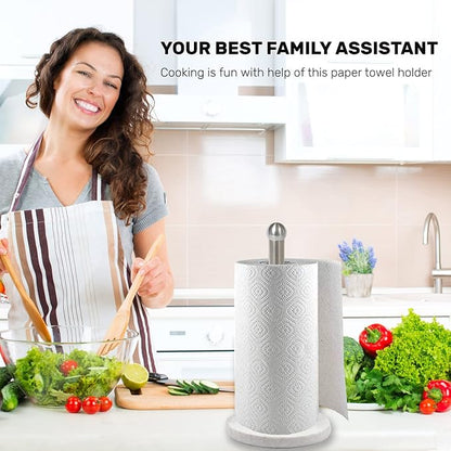 Paper Towel Holder with Sturdy Marble Base, Freestanding Paper Towel Holder